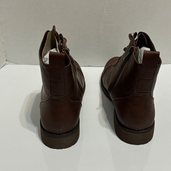 Vepose Cognac Lace up Low Heel Fashion Combat Booties Ankle Boots NIB Size 11 - Picture 5 of 10